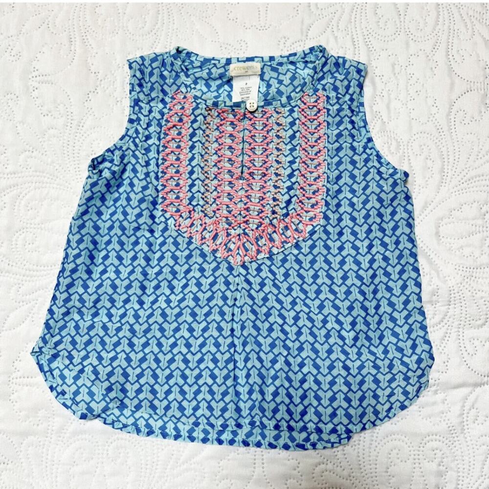 Crewcuts Embroidered Silk Blend Blouse Size 2 - Picture 2 of 5